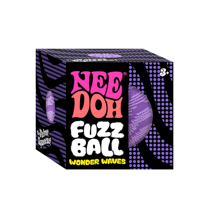 Box of Nee Doh Fuzz Ball Wonder Waves with colorful design on a white background