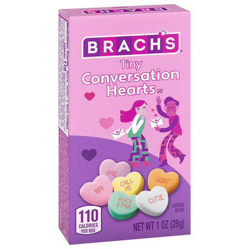 Satisfy your sweet tooth with Brach's Tiny Conversation Hearts! Featuring 1 ounce of delicious candy that will make your heart flutter. Perfect for sharing, or to and from gifting with friends, family, and loved ones this Valentines season! Get ready for a sugar rush and some sweet talking.