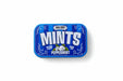 Big Sky Mints peppermint tin surrounded by mints and mint leaves on a white background