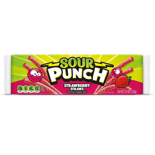 Taste the excitement with Sour Punch Straws! These Strawberry chewy candy straws are the ultimate sweet and sour 90's treat for those with a wild side. Whether you're looking for a quick snack or a classic 90s candy to take on adventures with Family and friends, these blue sour candy straws do the trick with every bite. Just the right amount of Sour with some Sweet Chewy Goodness!