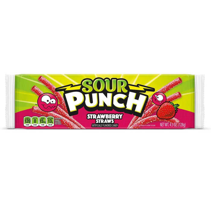 Taste the excitement with Sour Punch Straws! These Strawberry chewy candy straws are the ultimate sweet and sour 90's treat for those with a wild side. Whether you're looking for a quick snack or a classic 90s candy to take on adventures with Family and friends, these blue sour candy straws do the trick with every bite. Just the right amount of Sour with some Sweet Chewy Goodness!