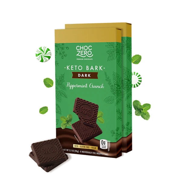 Choc Zero Dark Chocolate Peppermint Crunch Squares 8ct Box