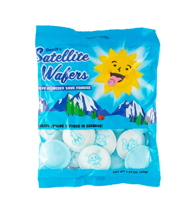 Gerrit's® Satellite Wafers® have been a beloved treat in America since the 1950s, especially in the Northeast. These nostalgic Belgian wafers bring joy to both children and adults alike—kids love them as a fun novelty, while grown-ups appreciate the low-calorie indulgence.


Now, the classic experience gets a playful twist with Sour Blue Raspberry flavor and a surprise: each wafer leaves a temporary tattoo on your tongue! A delightful blend of sweet nostalgia and modern fun, these wafers are sure to create 