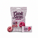 Bag of Creme Savers hard candy with raspberry flavor on a white background
