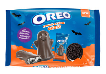 OREO Ghost cookie package with blue and orange design