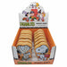 A retail display box filled with Peanuts Snoopy Spirit sour orange candy. The display features cartoon illustrations of Snoopy, Woodstock, and other Peanuts characters on the header card and front panel, with the text 'PEANUTS SNOOPY SPIRIT' clearly visible.