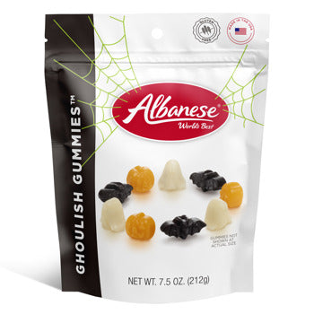 Albanese Ghoulish Gummies packaging with Halloween-themed design