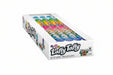 A box of Laffy Taffy chocolate-covered sticks, showing several colorful candy sticks visible through a clear window on the top of the white packaging.