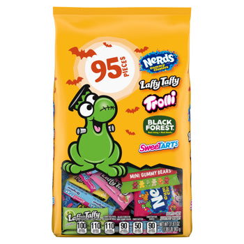 Nerds Laffy Taffy Halloween candy bag with cartoon character on a white background