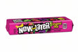A pink package of Now and Later Original Mix fruit candy, featuring a colorful label with fruit illustrations and the brand name 'Now and Later' in white and black.