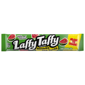 A single Laffy Taffy Candy Stretchy Watermelon snack wrapper on a plain white background.