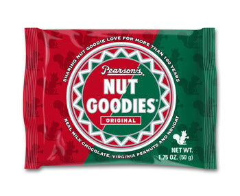 Pearson's Nut Goodies packaging with red and green design