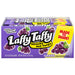 A box of Laffy Taffy Grape candy bars with purple packaging, featuring illustrations of grape clusters and a yellow 'Made to Share!' badge.