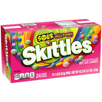 Skittles Sour Wild Berry candy box on a white background