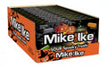 A Mike & Ike Sour Spooky Treats box containing 12 packs, featuring Halloween-themed packaging with jack-o'-lanterns and a witch's hat on a white background.