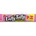 A Laffy Taffy Candy Stretchy Mint Tangy Strawberry candy wrapper, featuring pink and yellow packaging with the brand name in bold white letters.