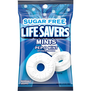Sugar-free Lifesavers Mints packaging with blue and white design