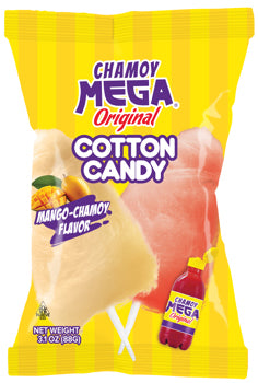 Packaging of Chamoy Mega Original Cotton Candy with mango-chamoy
 flavor.