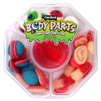 Gummy candy set in a clear plastic tray with colorful 'Body Parts' branding.