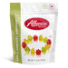 A 7.5 oz bag of Albanese World Best Apple Harvest Gummies, featuring a white and light green stand-up pouch with a red logo and illustrations of colorful apple-shaped gummies.