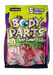 Bag of Body Parts gummy candy with colorful design and text.