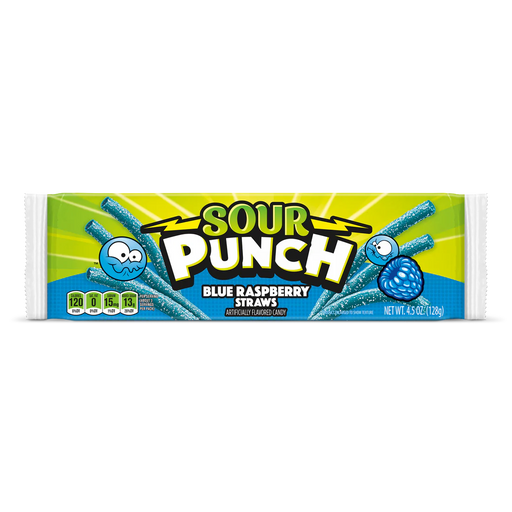 Taste the excitement with Sour Punch Straws! These Blue Raspberry chewy candy straws are the ultimate sweet and sour 90's treat for those with a wild side. Whether you're looking for a quick snack or a classic 90s candy to take on adventures with Family and friends, these blue sour candy straws do the trick with every bite. Just the right amount of Sour with some Sweet Chewy Goodness!