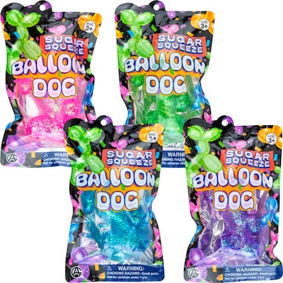 Four packages of Sugar Squeeze Balloon Dog on a white background