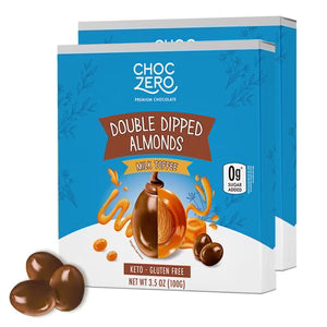 ChocZero Double Dipped Almonds packaging with blue and white design