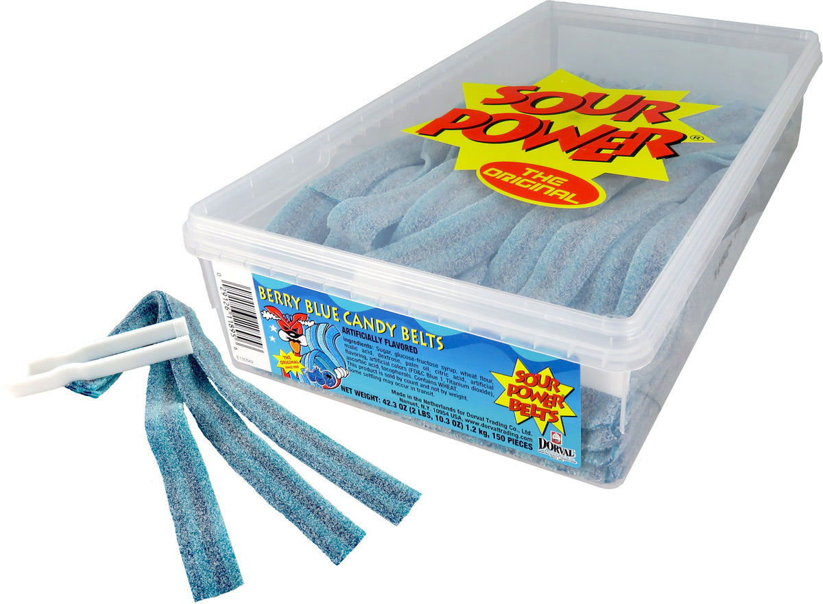 Sour Power Berry Blue Belts 150ct Tub — Sweeties Candy of Arizona