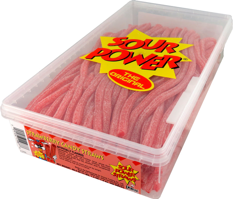 Sour Power Strawberry Straws 200ct Tub with Tongs