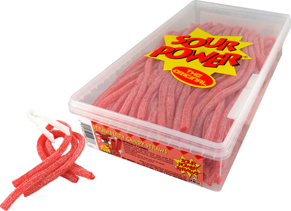 Sour Power Strawberry Straws 200ct Tub with Tongs