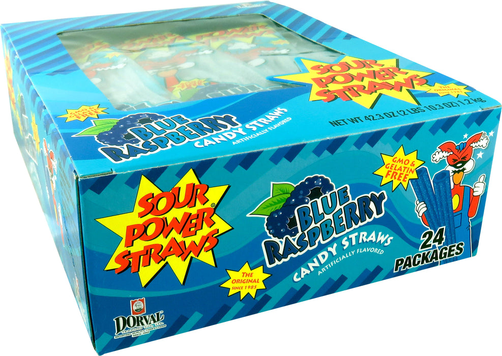 Sour Power Straws Blue Raspberry 1.75oz pack or 24ct box — Sweeties ...
