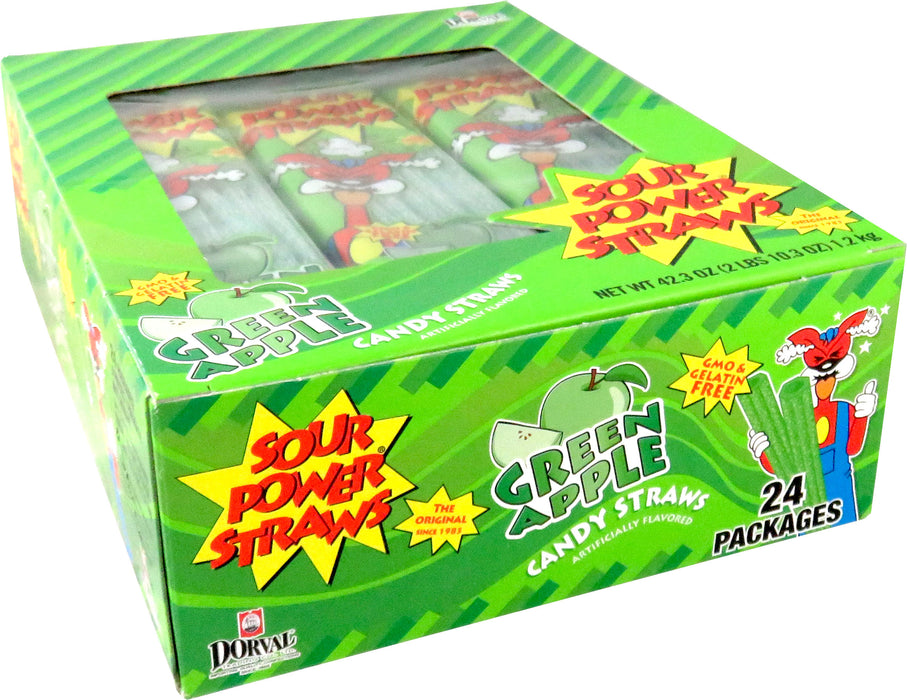 Sour Power Straws 1.75oz Green Apple 24ct box