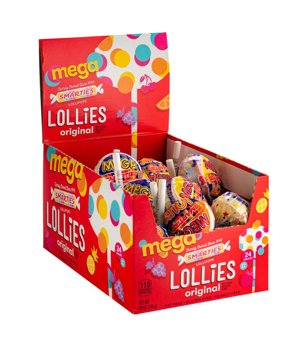Smarties Mega Lollies 1.1oz pop or 24ct box
