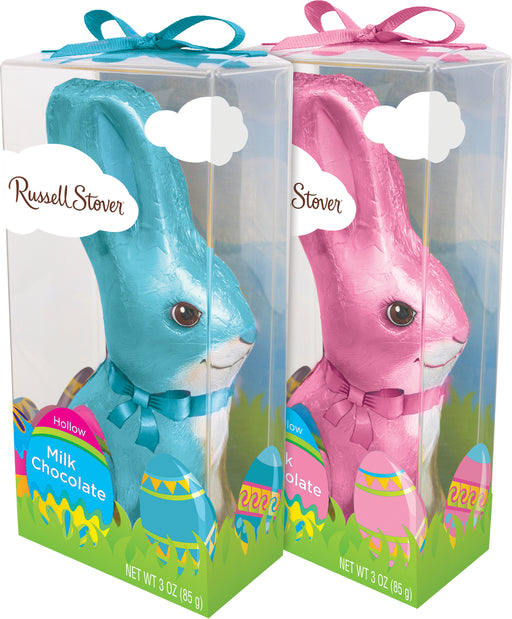 Easter Russell Stover 3oz Hollow Bunny Rabbit Milk Chocolate Pink or Blue