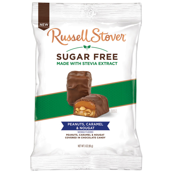 Russell Stover Sugar Free Chocolate Covered Peanuts Caramel & Nougat 