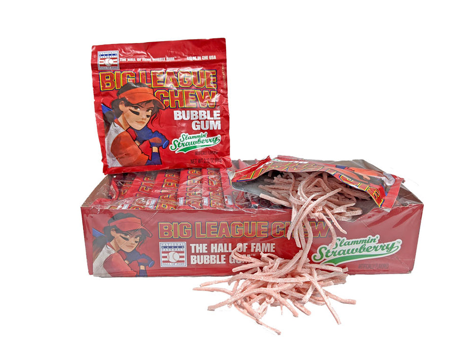 Big League Chew Gum Strawberry 2.12oz pack or 12ct box — Sweeties Candy of  Arizona