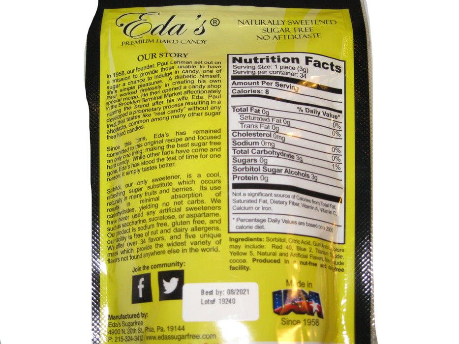 Eda's Premium Sugar Free Hard Candy Licorice 3.5oz bag