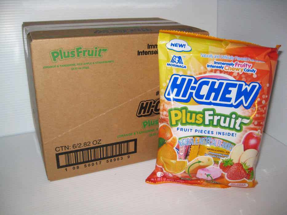 Hi Chew Plus Fruit 2.82oz bag or 6ct case