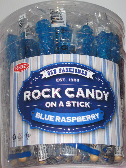 Shock Rocks Candy Blue Raspberry Rock Candy Sticks Blue Raspberry .8oz pack or 36ct Jar — Sweeties Candy ...