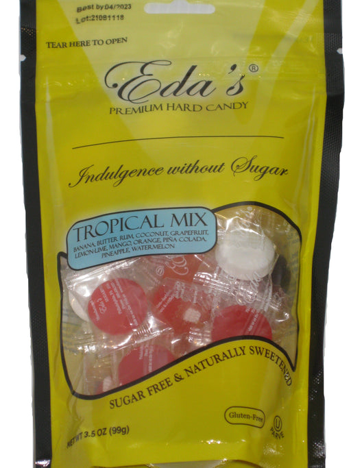 Eda's Premium Sugar Free Hard Candy Tropical Mix 3.5oz Bag