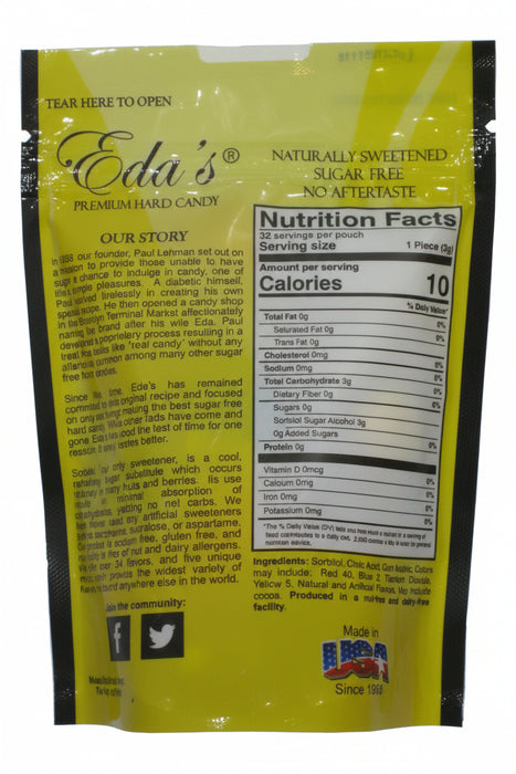 Eda's Premium Sugar Free Hard Candy Tropical Mix 3.5 oz Bag