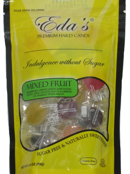 Eda's Premium Sugar Free Hard Candy Mixed Fruit 3.5oz Bag