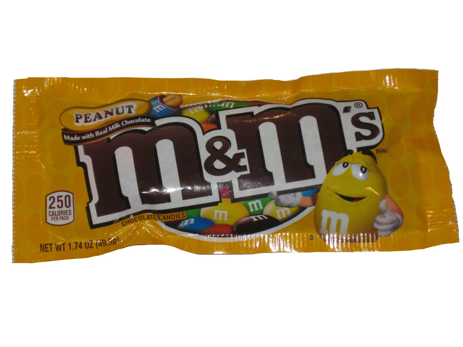 M&M'S Peanut Milk Chocolate Candy, Full Size Pouch, 1.74 oz