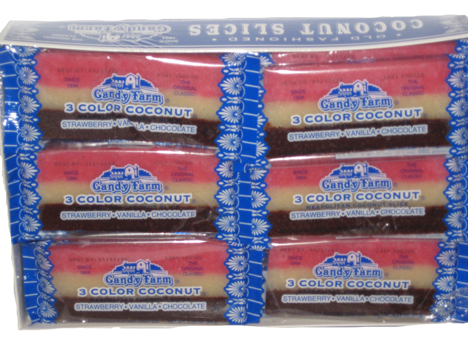 Coconut Bar Neapolitan 2.25oz bar or 24ct box — Sweeties Candy of
