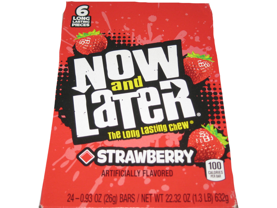 Now and Later Strawberry .93oz pack or 24ct box — Sweeties Candy ...
