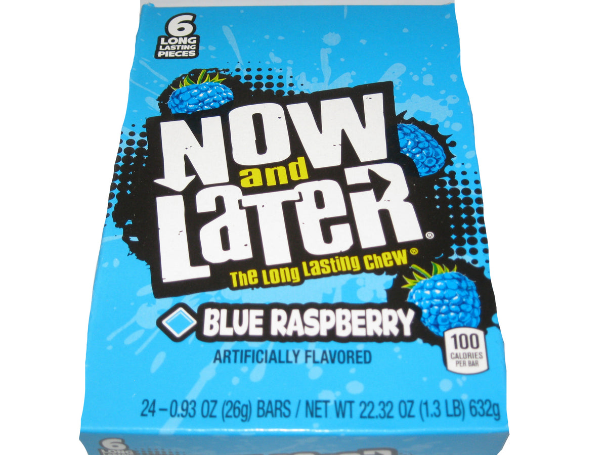 Now and Later Blue Raspberry .93oz pack or 24ct box — Sweeties Candy of ...