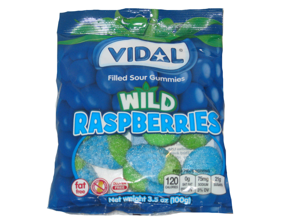 Vidal Gummi Sour Wild Raspberries 3.5oz bag or 14ct case — Sweeties ...