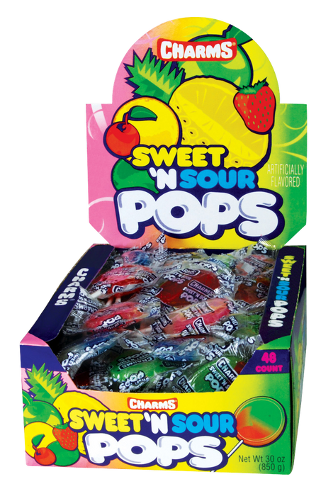 Charms Sweet & Sour Flat Pops 48ct box