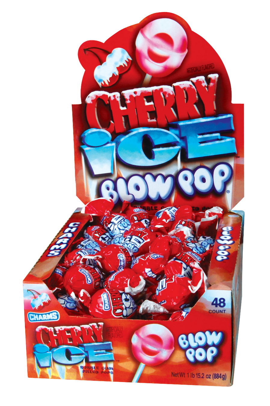 Charms Blow Pops Cherry Ice .65oz pop or 48ct box — Sweeties Candy of ...